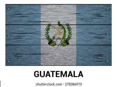 Guatemala flag on wood texture background - vector illustration