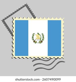 Guatemala flag postage stamp. Isolated vector illustration on grey post stamp background