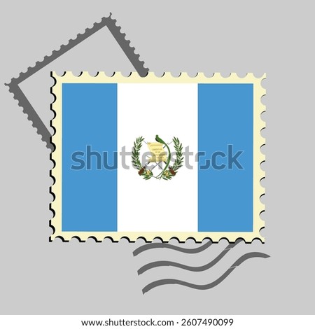 Guatemala flag postage stamp. Isolated vector illustration on grey post stamp background