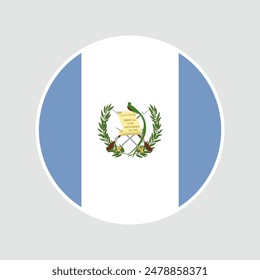 Guatemala flag round icon, badge or button.  Vector illustration.