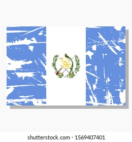 Guatemala flag with scratches and shadow in vector