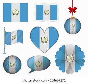 Guatemala flag set of 8 items vector