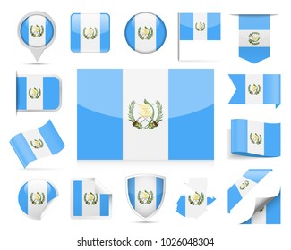 Guatemala Flag Set - Vector Illustration