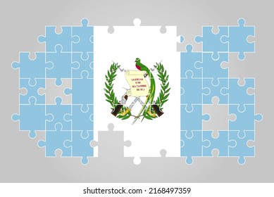 Forma de la bandera de Guatemala vector del rompecabezas, mapa del rompecabezas, bandera de Guatemala para niños y aula, activo del logo del país, concepto de solución de problemas, diseño plano