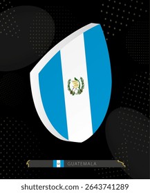 Guatemala Flag Shield icon in 3D on Dark Modern Abstract Rugby Background. Perfect for sports events, heritage themes, national celebrations, and patriotic designs.