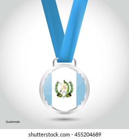 Guatemala Flag in Silver Medal. Vector Illustration. RIO Olympic Game silver Medal. Vector Illustration