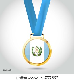 Guatemala Flag in Silver Medal. Vector Illustration. RIO Olympic Game gold Medal. Vector Illustration