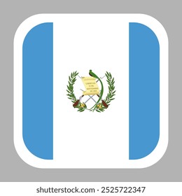 Guatemala flag square flat vector with rounded corners and white border, vector illustration