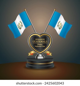 Guatemala flag in a stand on table. Vector Illustration