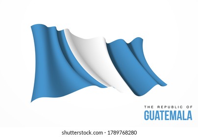 Guatemala flag state symbol isolated on background national banner. Greeting card National Independence Day of the Republic of Guatemala. Illustration banner with realistic state flag.