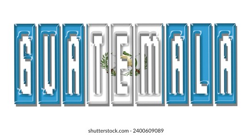 fuente de texto de la bandera GUATEMALA, fondo de color de la bandera GUATEMALA 3D, ilustración vectorial de la bandera GUATEMALA