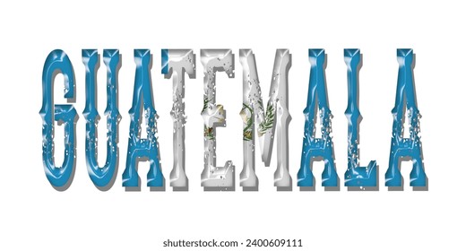 GUATEMALA flag text font, 3D GUATEMALA flag colorful background, GUATEMALA flag vector illustration
