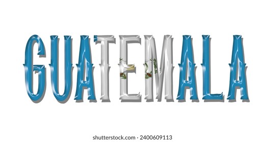 fuente de texto de la bandera GUATEMALA, fondo de color de la bandera GUATEMALA 3D, ilustración vectorial de la bandera GUATEMALA