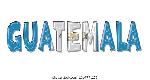 Guatemala flag text font, Guatemala Font With Flag, vector illustration