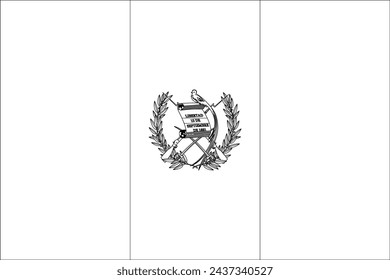 Guatemala flag - thin black vector outline wireframe isolated on white background. Ready for colouring.