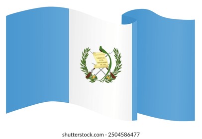 Onda de bandera de Guatemala aislada en png o Ilustración vectorial de fondo transparente.