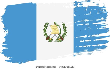 Guatemala flag, wide brush stroke on transparent background, vector.