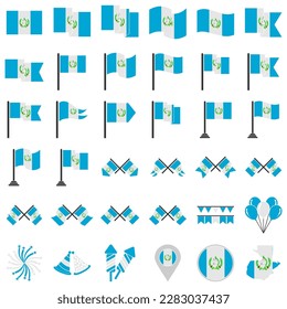 Guatemala flags icon set, Guatemala independence day icon set vector sign symbol