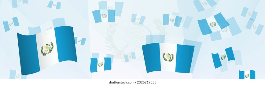 Guatemala flag-themed abstract design on a banner. Abstract background design with National flags. Vector illustration.