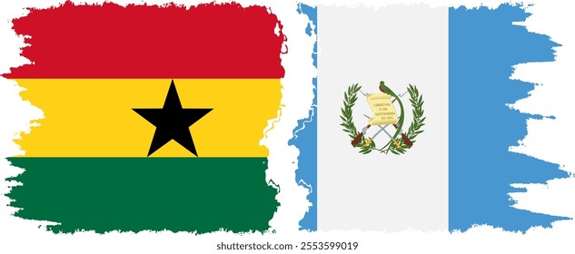 Guatemala and Ghana grunge flags connection, vector