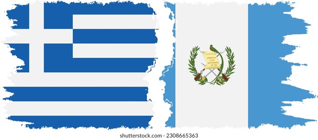 Guatemala and Greece grunge flags connection, vector