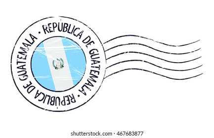 Guatemala grunge postal stamp and flag on white background