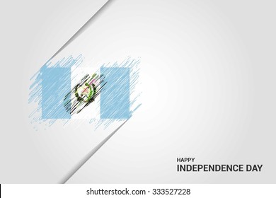 Guatemala Happy independence day scribble flag. Hand drawn Country flag on Gray crumbled paper. vintage background wallpaper vector illustration.