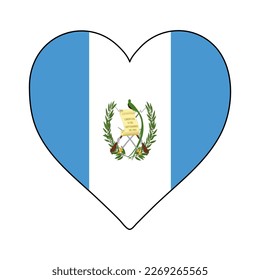 Guatemala Heart Shape Flag. Love Guatemala. Visit Guatemala. Central America. Latin America. Vector Illustration Graphic Design.