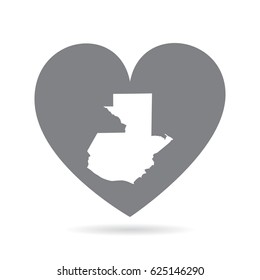 Guatemala heart. Heart shape icon with white map