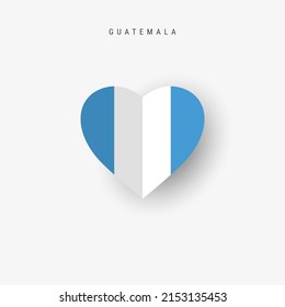 Guatemala heart shaped flag. Origami paper cut Guatemalan national banner. 3D vector illustration isolated on white with soft shadow.