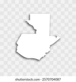 Guatemala high detailed vector representation of country silhouette. White color on transparent background with dropped shadow. For educational, decorative, or informational use.