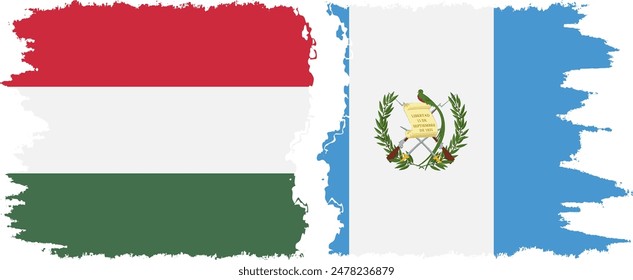 Guatemala and Hungary grunge flags connection, vector