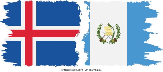 Guatemala and Iceland grunge flags connection, vector