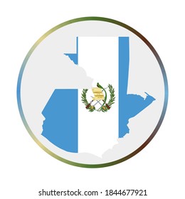 Guatemala icon. Shape of the country with Guatemala flag. Round sign with flag colors gradient ring. Vibrant vector illustration.