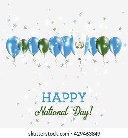 Guatemala Independence Day Sparkling Patriotic Poster. Happy Independence Day Card with Guatemala Flags, Confetti, Stars, Bokeh and Glitter.