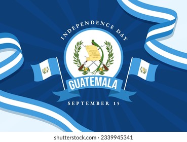 Guatemala Independence Day Vector Illustration on September 15 with Waving Flag Background in National Holiday Flat Cartoon Hand Drawn Templates