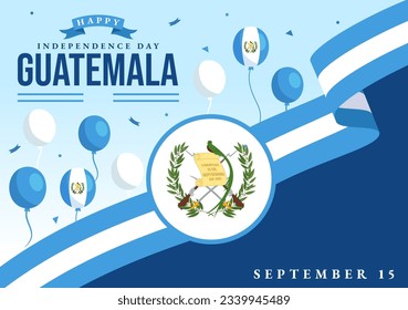 Guatemala Independence Day Vector Illustration on September 15 with Waving Flag Background in National Holiday Flat Cartoon Hand Drawn Templates