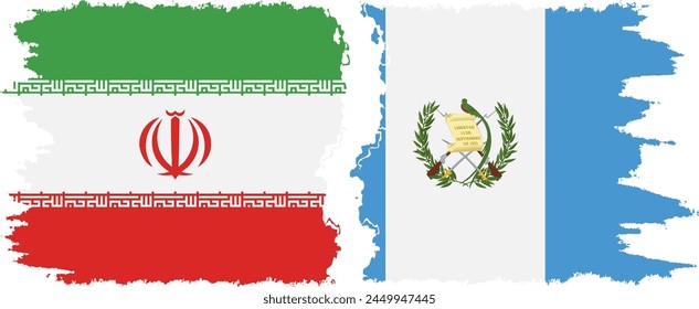 Guatemala and Iran grunge flags connection, vector