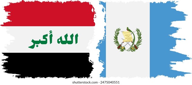 Guatemala and Iraq grunge flags connection, vector