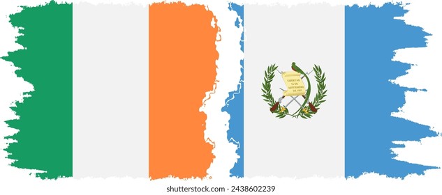 Guatemala and Ireland grunge flags connection, vector