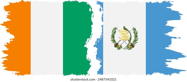 Guatemala and Ivory Coast grunge flags connection, vector