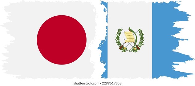 Verbindung Guatemala und Japan mit Grunge-Flaggen, Vektorgrafik