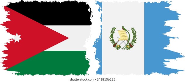 Guatemala and Jordan grunge flags connection, vector