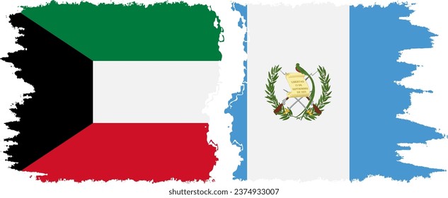 Guatemala and Kuwait grunge flags connection, vector