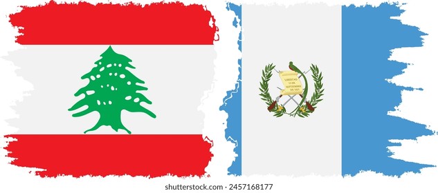 Guatemala and Lebanon grunge flags connection, vector