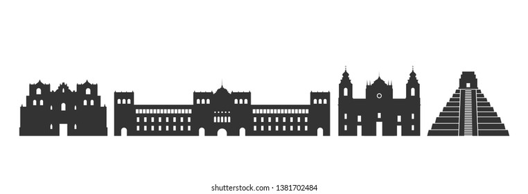 Guatemala logo. Isolated Guatemalan architecture on white background