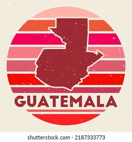 Guatemala logo. Sign with the map of country and colored stripes, vector illustration. Can be used as insignia, logotype, label, sticker or badge of the Guatemala.