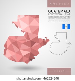 Guatemala : Low Poly Map : Vector Illustration