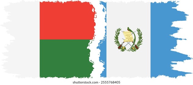 Guatemala and Madagascar grunge flags connection, vector