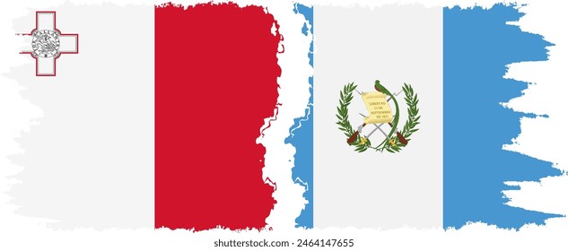 Guatemala and Malta grunge flags connection, vector